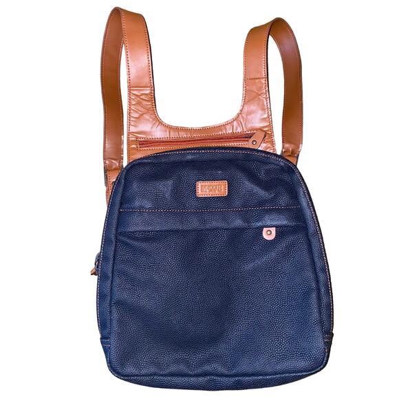 Maggi B Mini Backpack Faux Leather Zippered adjustable straps Black and Brown - Picture 1 of 13